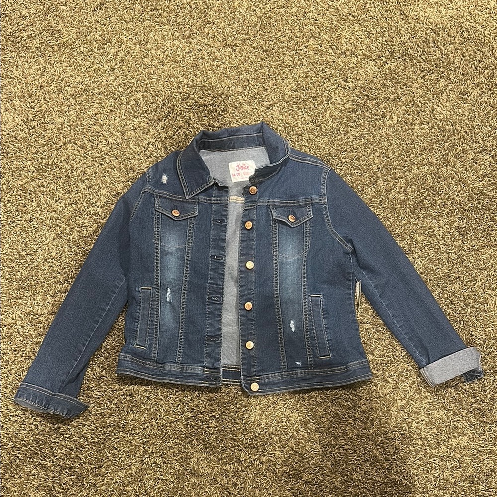 Justice Blue Jean Jacket Cropped Distressed
